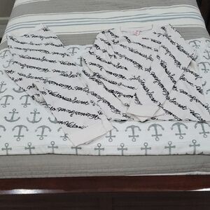 Victoria's Secret Cream and Black Script Pajama Set